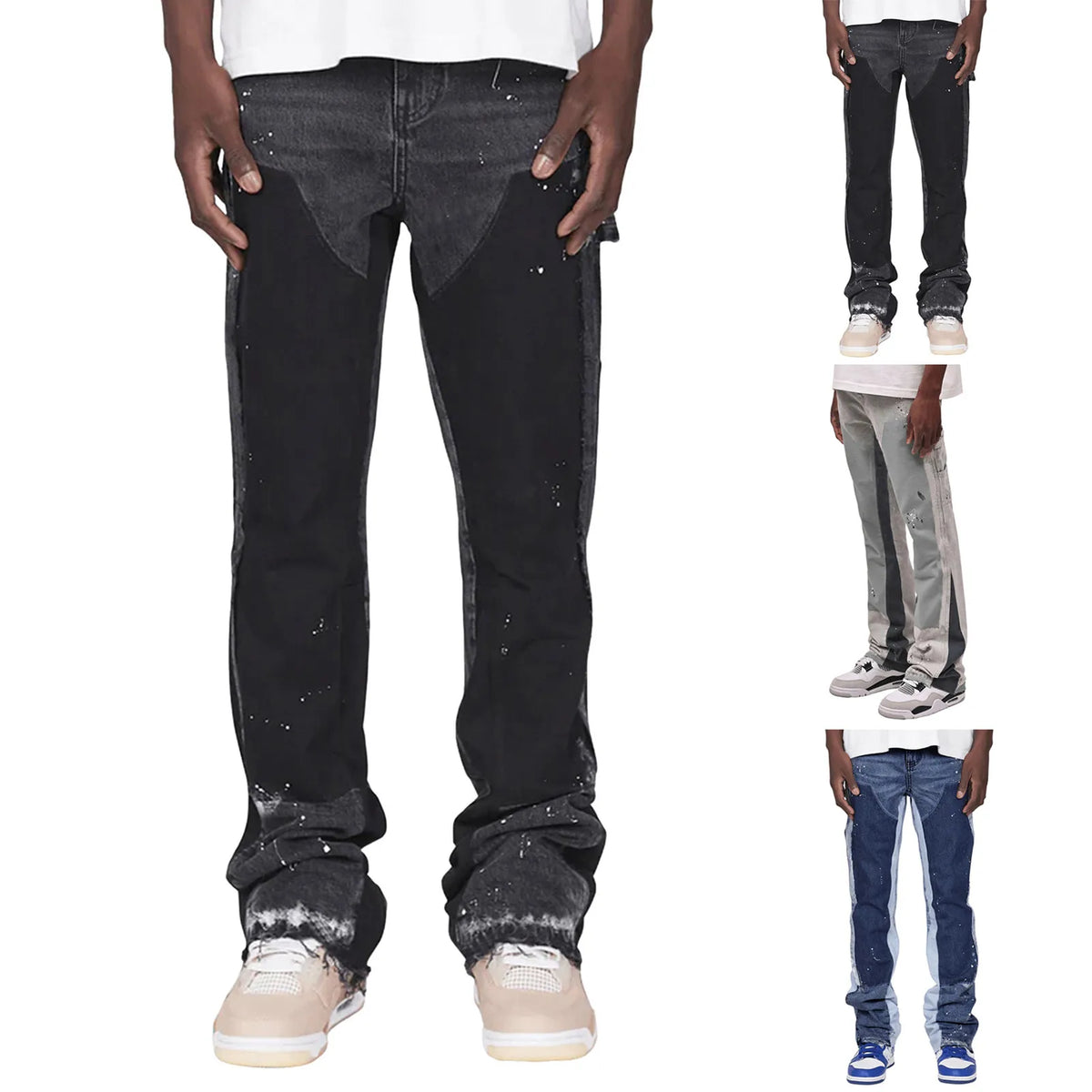 Men Jeans Business Stretch Denim Male Trousers Clothing Men'S Jeans Flare Drawstring For Washed Autumn Casual Stretch Jeans Male