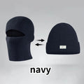 Winter 2 in1 Mask Beanies Hats Warm Knitted Balaclava Hats Windproof Solid Full Face Ski Bonnet Tactical Cycling Earmuffs Cap