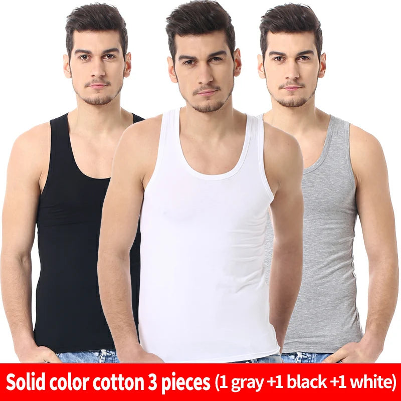 1/3 Piece Men's Cotton Breathable Foundation Joker Black And White Vest Youth Thin Slim Fitness Sports Running Breathable Top