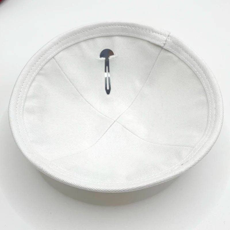 New 19cm Velvet Kippah with Embroidery With Hebrew Letters for Men Yamaka Hat Kippot Black White