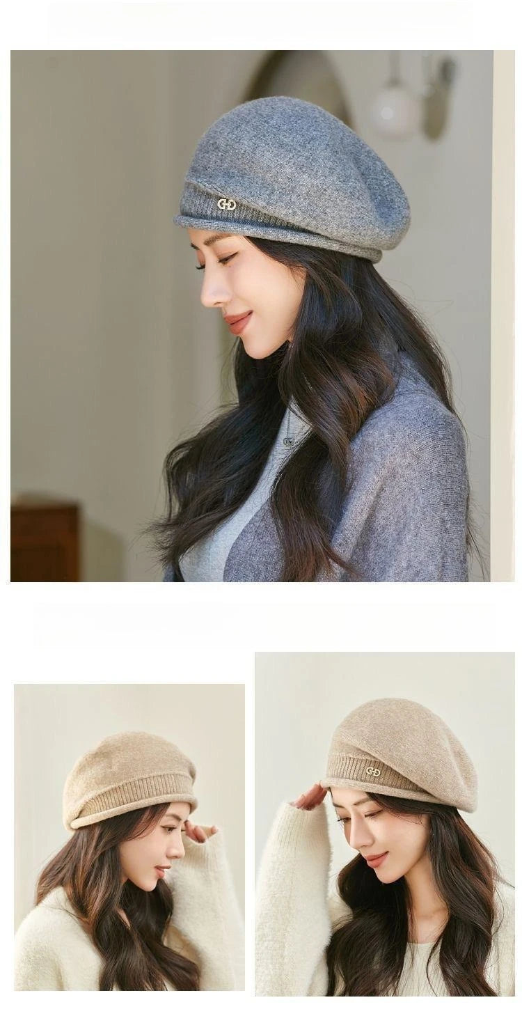 Women's Winter Knit Beret - Fashion  Hat Soft Warm Comfortable Stretchy Cap for Cold Weather