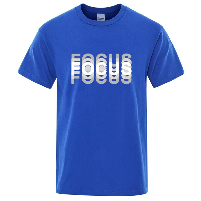 Summer Men's Cotton Blend High Quality Casual Sports Loose Cool Fashion Funny Focus Print Round Neck Short Sleeved T-shirt Tops