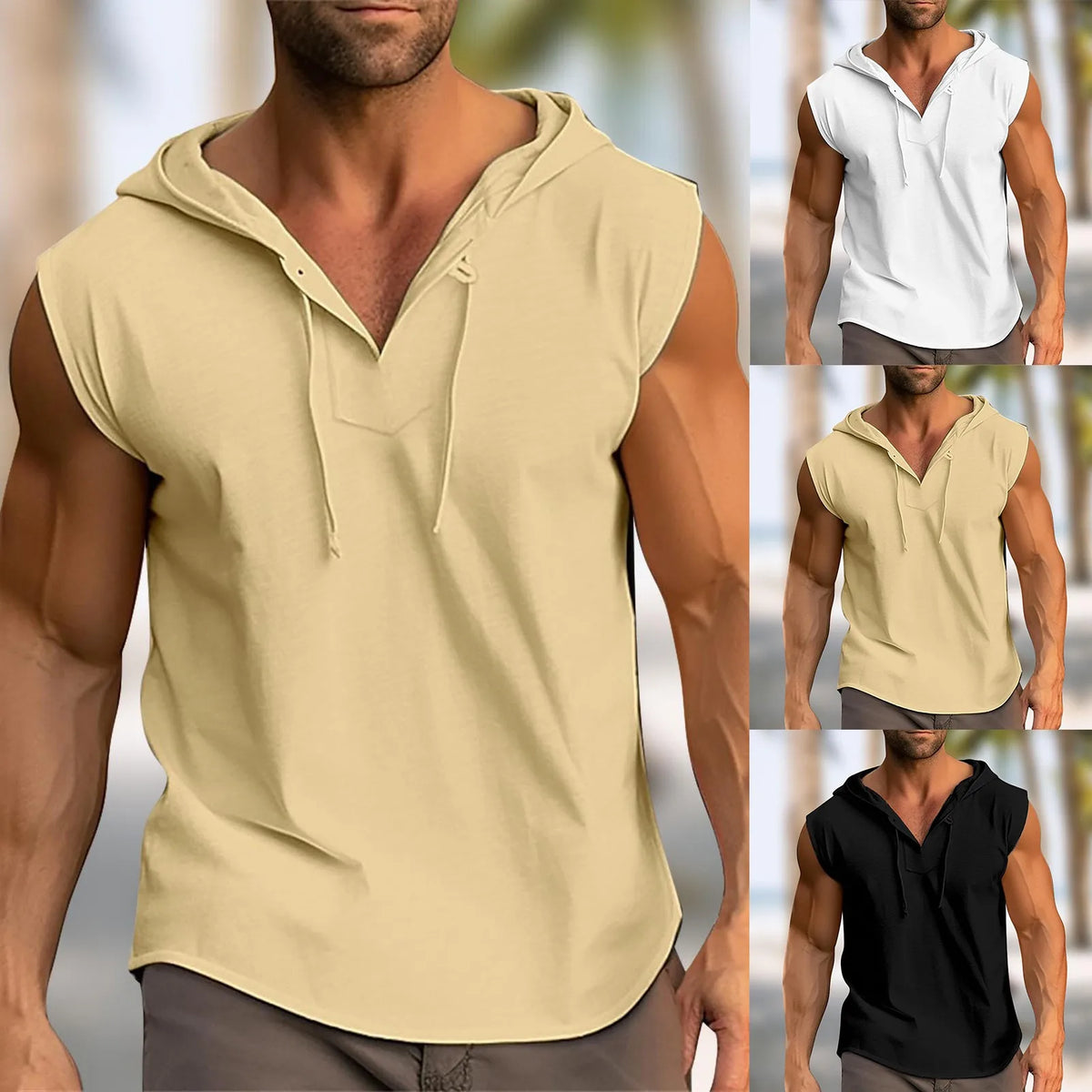 Mens Sleeveless Hoodies Casual Hooded Tank Tops Men Bodybuilding Vest Gym Workout Fitness Waistcoat Male Muslce Undershirts