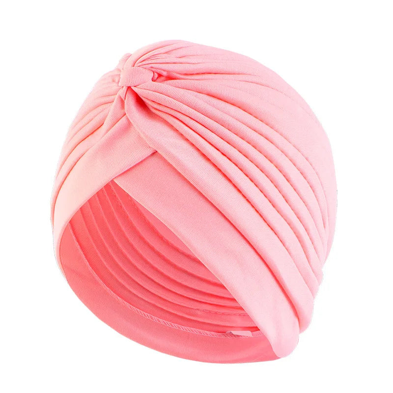Stretchy Knot Twist Turban Bandanas Women Headscarf Bonnet Muslim Hijab Indian Hats Female Chemo Cap Adult Solid Color Head Wrap