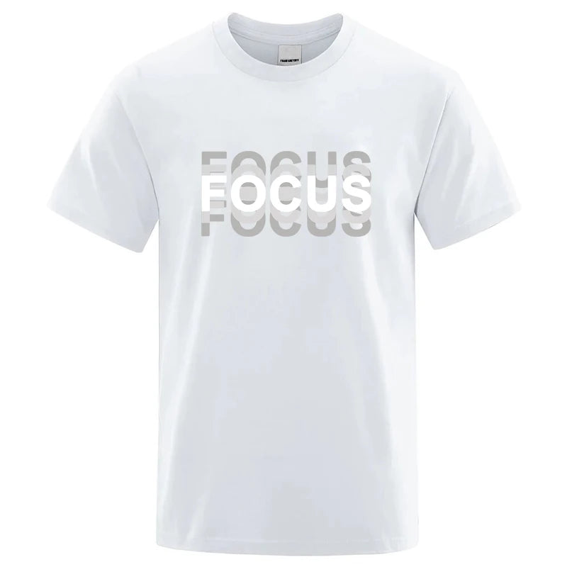 Summer Men's Cotton Blend High Quality Casual Sports Loose Cool Fashion Funny Focus Print Round Neck Short Sleeved T-shirt Tops