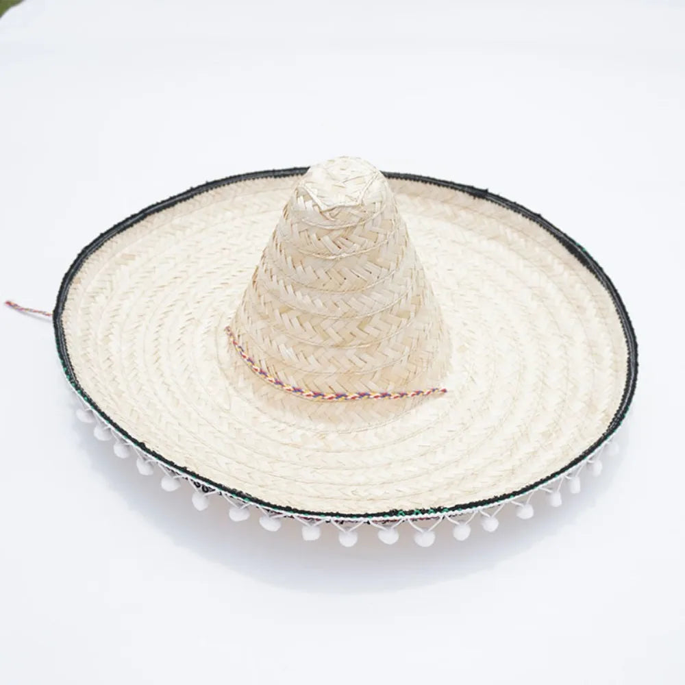 Summer Colorful Wide Brim Mexican Party Hat Halloween Sombrero Straw Hats Decor Party Beach Hat Men