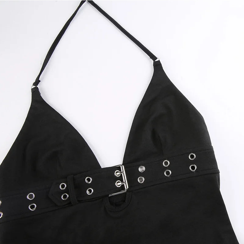 y2k Bandage Crop Top Black Backless  Top Lace Up Cute Party Beach Summer Sweats Women Retro Basic Mini Vest Punk