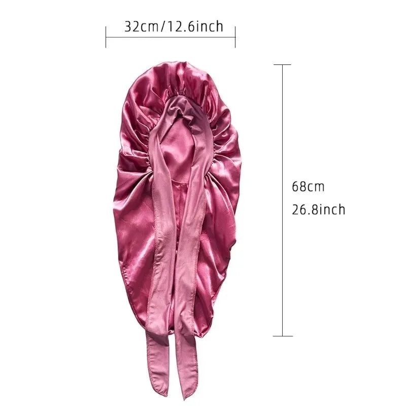 Long Sleep Bonnet for Straight Curly Hair, Extra Large Hair Bonnets for Dreadlock And Braids, Satin Sleeping Caps Night Cap
