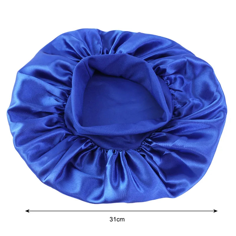 3PCS/LOT Unisex Elastic Band Cap For Brimmed Night Hat Bath Cap Extra Large Satin Silky Bonnet Sleep Hat For Curly Springy