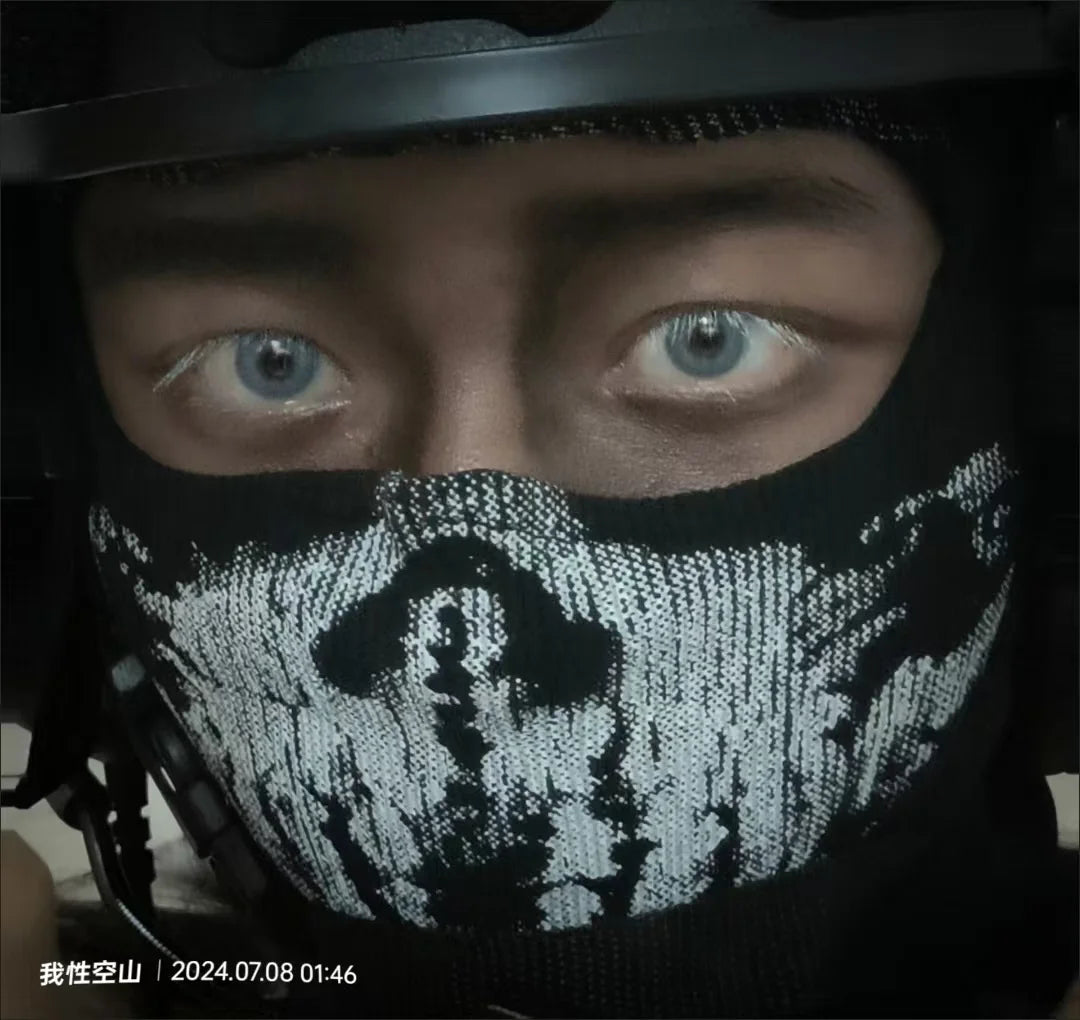 Mask Skull Ghost for Motorcycle Black Cosplay Costume Ghost Face War Game Skeleton Riding Outdoor Headwear Windproof Masks