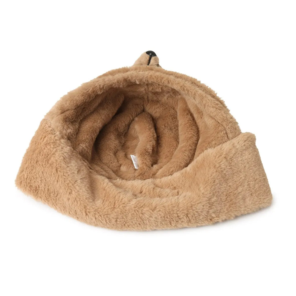 Children's Cartoon Bear Hat Baby Girl Autumn And Winter Korean Version Imitation Rabbit Fur Cute Scarf Integrated Warm Plush Hat