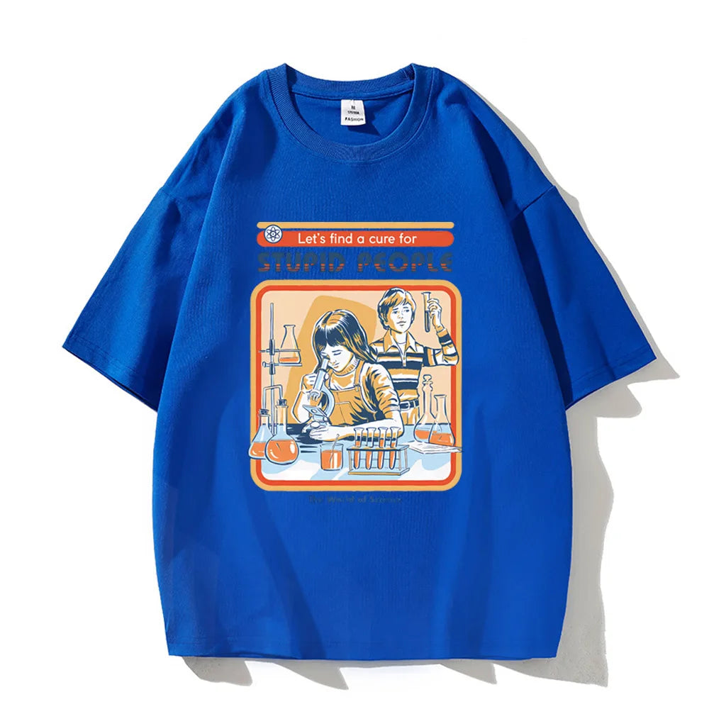 A Cure for Stupid People Clothing Male Breathable Tshirt Loose T-Shirts Harajuku Casual Cotton Short Sleeve Couple TEE