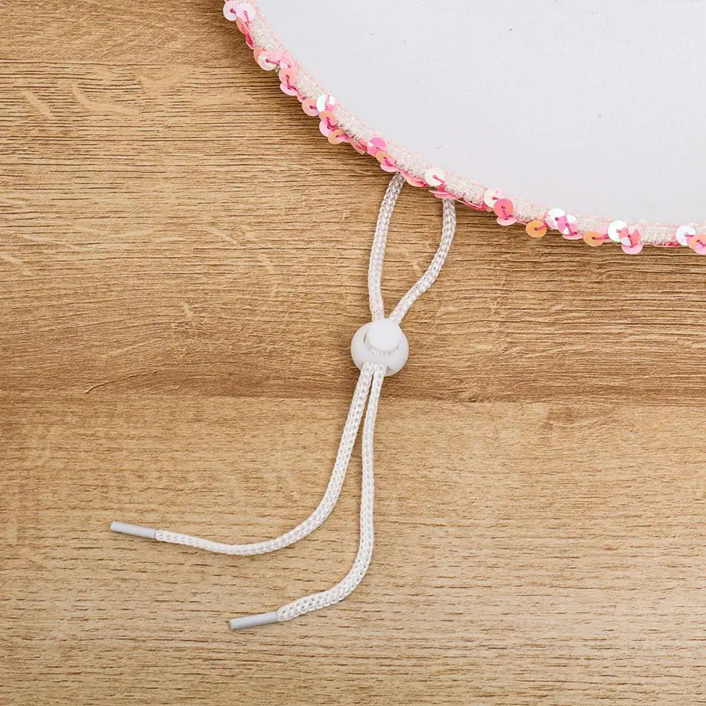 Pink Star White Cowgirl Hat Sequin Trim Fringe Cow Girl Hat Adjustable Cowboy Hat Neck Draw String Costume Party Play Dress-Up
