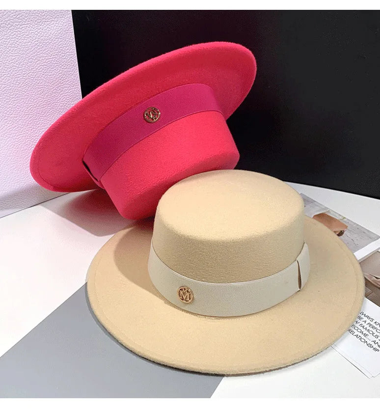 Fedora Hats for Women Fashion Elegant Bowler Dress Caps Panama Church Wedding Ribbon Band Hat Men Felt Jazz Hat