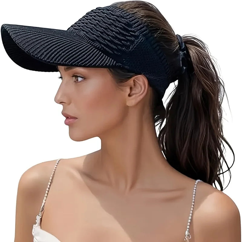 Women's Outdoor Sports Visor Sun Hat, Breathable Elastic Sun Cap for Spring and Summer, Solid Color Knitted Running UV Protection Hat, Ideal for Casual Jogging, Outdoor Activities and Daily Wear, Gift Options for Valentine's