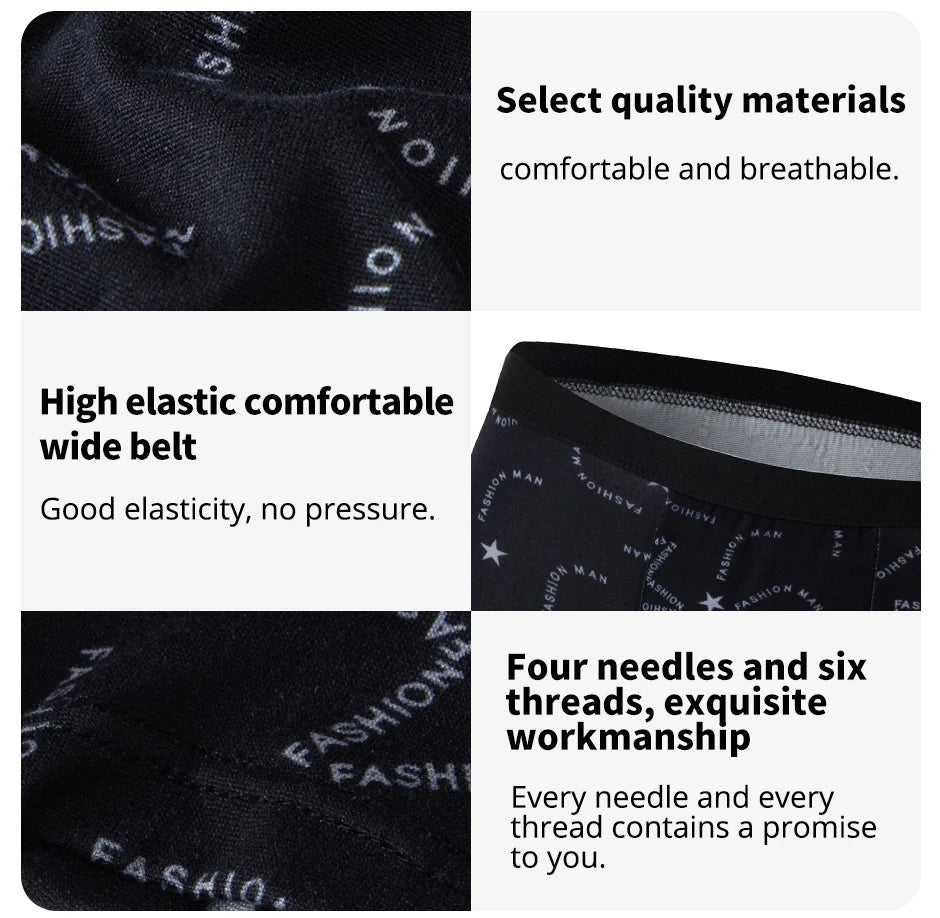 4/5Pcs European and American Size MEN'S Printed Fashion Boyshort Comfortable MEN'S Waist plus Size Underwear Sexy Swimming Trunk