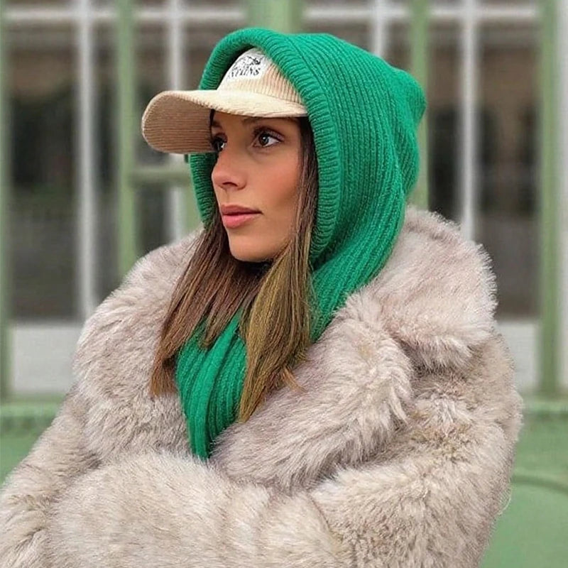 Winter Balaclava Hat for Men&Women Knitted Hooded Cap Outdoor Windproof Drawstring Hat One-Piece Neck Beanie Capofficial website