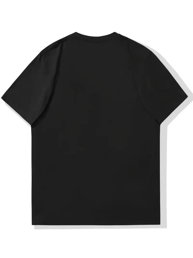 Men's summer 100% pure cotton fashionable casual loose sports yin-yang tree pattern print round neck short sleeved T-shirt top