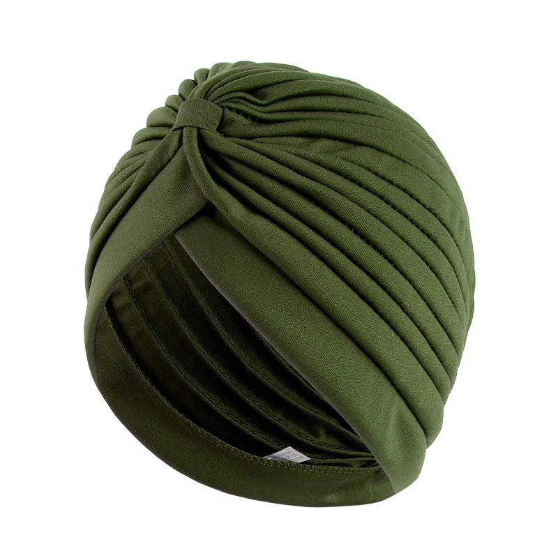 Stretchy Knot Twist Turban Bandanas Women Headscarf Bonnet Muslim Hijab Indian Hats Female Chemo Cap Adult Solid Color Head Wrap