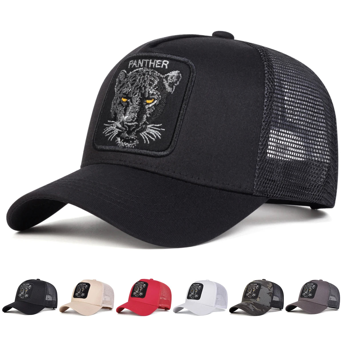 Unisex PANTHER Embroidery Baseball Net Caps Spring and Summer Outdoor Adjustable Casual Hats Sunscreen Hat
