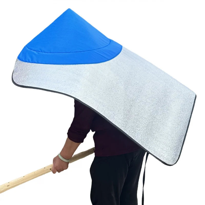 Sun & Rain Protection Hooded Cape - Breathable UV Hat for Farming/Gardening - Wide Brim Bucket Hat with Neck Cover