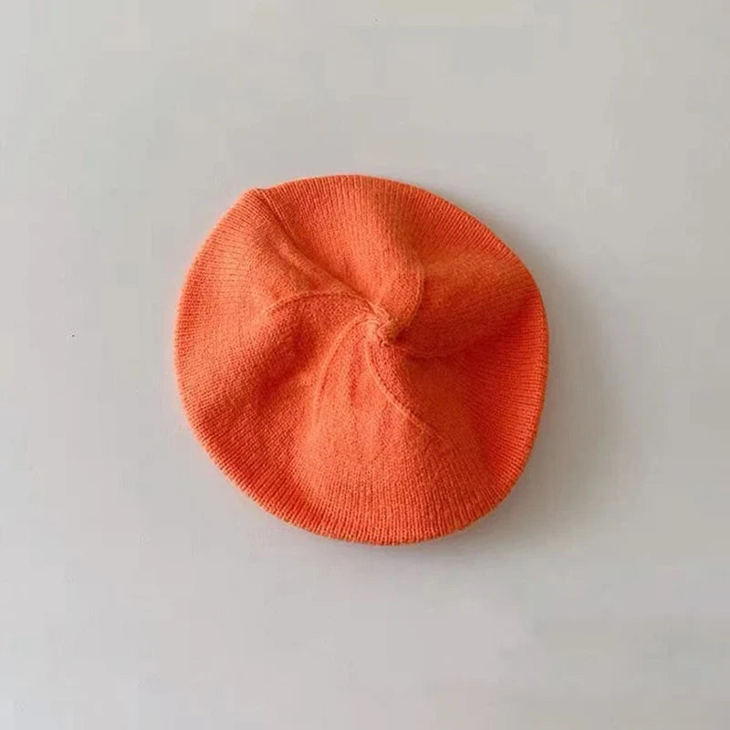 Fashion Cute Baby Knitted Beret Hat Solid Color Children's Warm Hats Autumn Winter Cap For Kids Outdoor Bonnet Accessories Gift