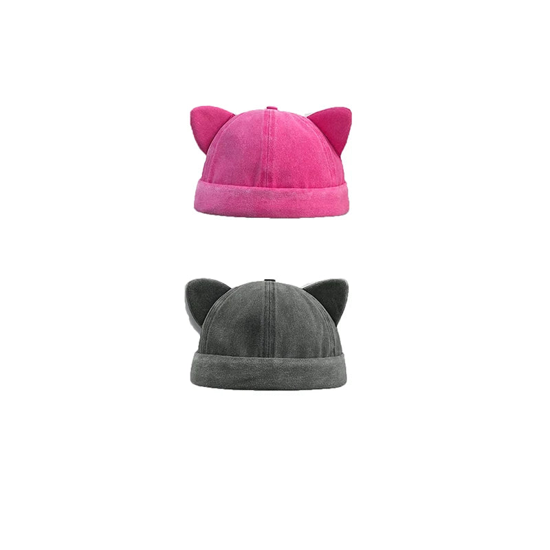 Cute Cat Ears Adjustable Skullcap Unisex, Suitable For All Ages, New Decorative Hat