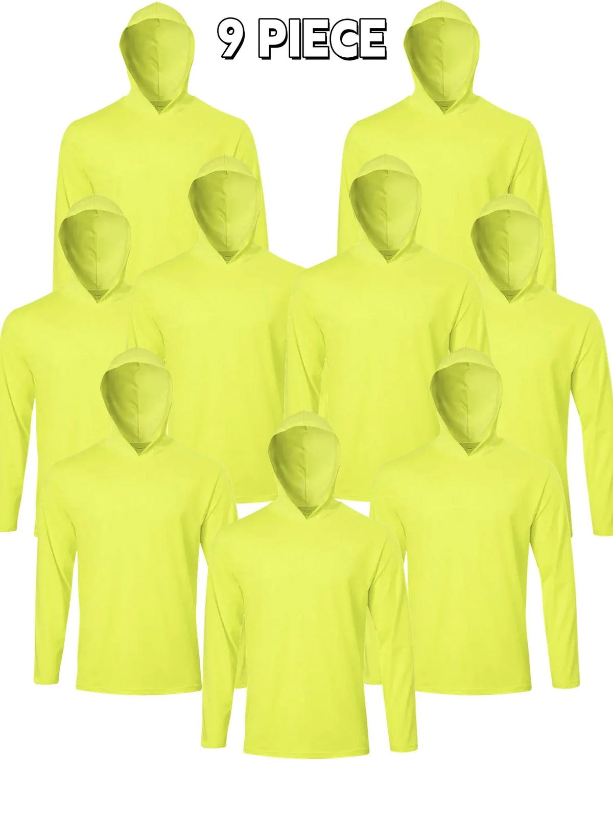 9-Pack Men's Hooded Long Sleeve Shirts - Breathable Comfort Sport Tees Ideal for Daily Exercise Fitness and Training Wear