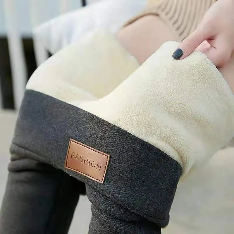 Winter Thicken Warm Leggings Women Lamb Cashmere Joggers High Waist Fleece Elastic Tights Warm Tights Pants Slim Velvet Legging