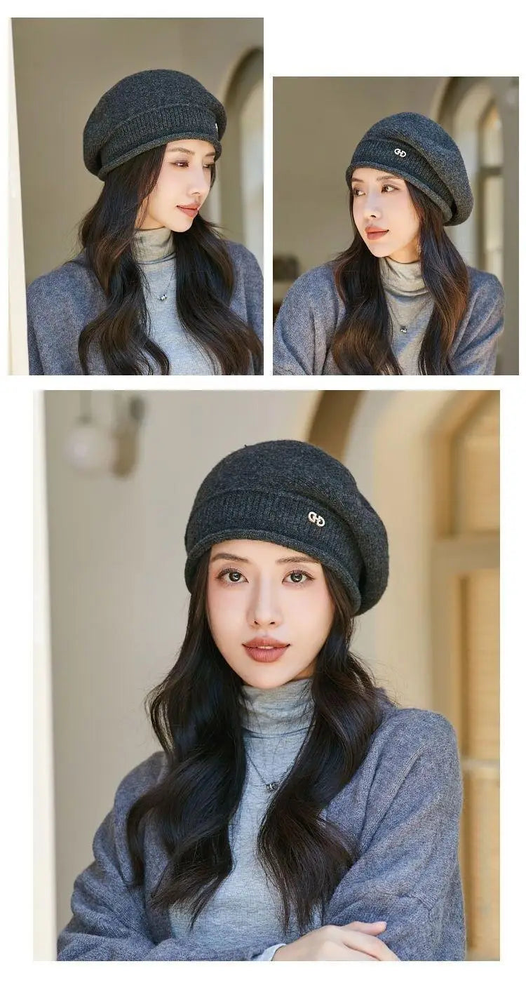 Women's Winter Knit Beret - Fashion  Hat Soft Warm Comfortable Stretchy Cap for Cold Weather