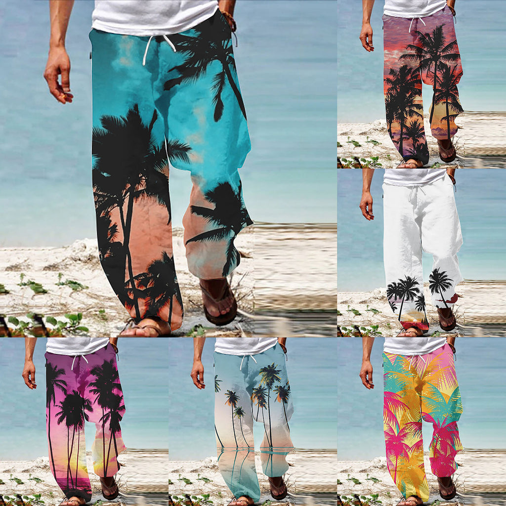 Summer Beach Hippie Harem Pants For Men Streetwear Baggy Boho Yoga Hawaiianss Drop Crotch Trouser Men'S Clothing Sports Pants