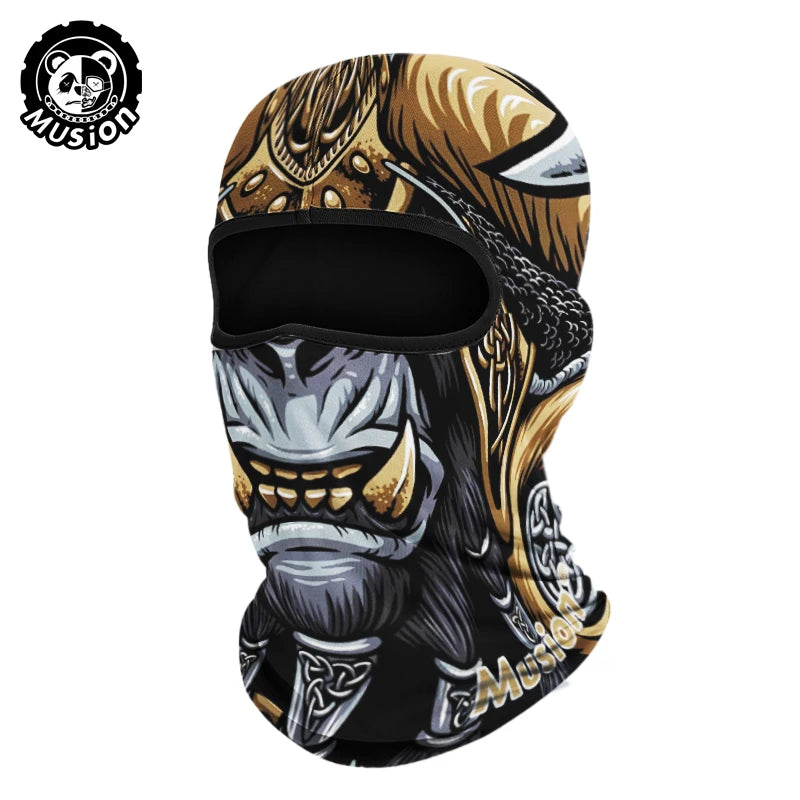 Musion Balaclava Helmet Liner Full Face Mask Skull Print Moto Topeng Muka Rider for Cycling and Riding Motorcycle