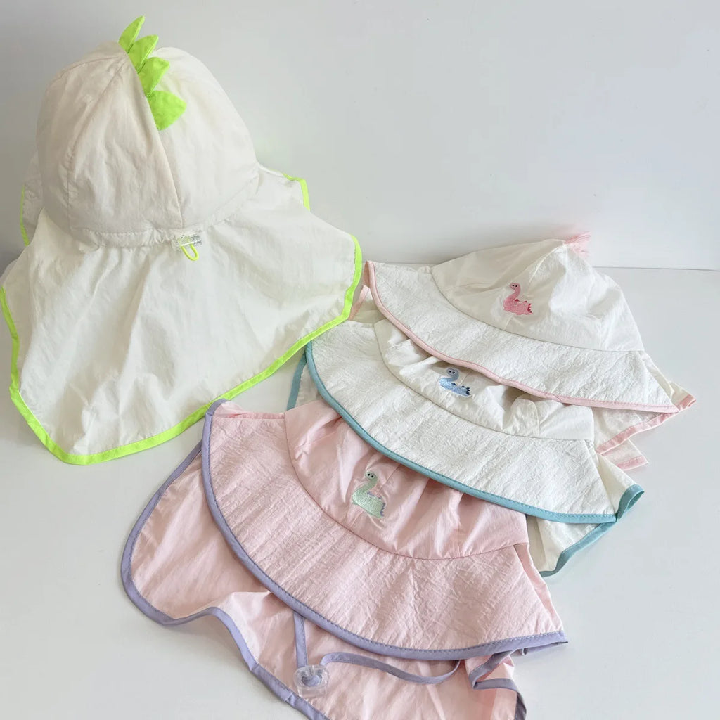 UV Block cap Baby’s summer hats beach accessories Boy Girls Sunshade Large brim Sunshade Shawl Breathable hat for sun protection