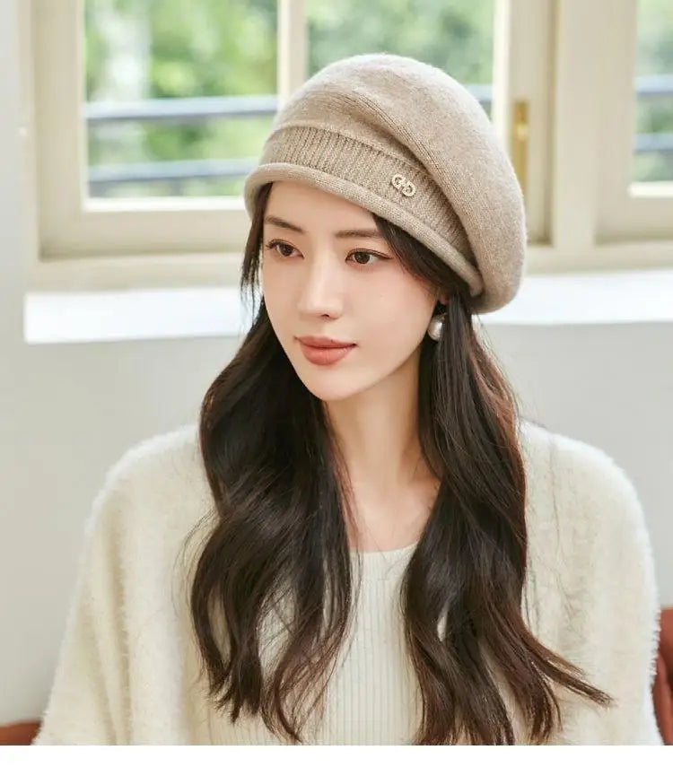 Women's Winter Knit Beret - Fashion  Hat Soft Warm Comfortable Stretchy Cap for Cold Weather