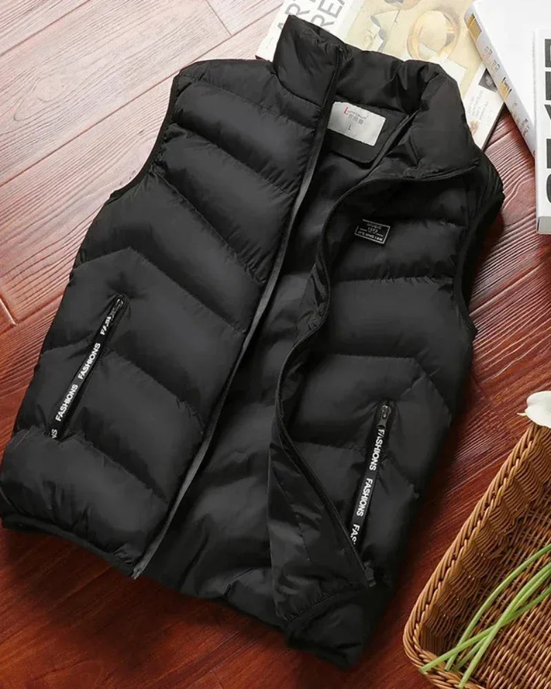2025 New Puffer Sleeveless Coats Mens Solid Color Down Jacket Winter Warm Vest Jacket Men Waistcoat Outwear Windbreaker Clothing