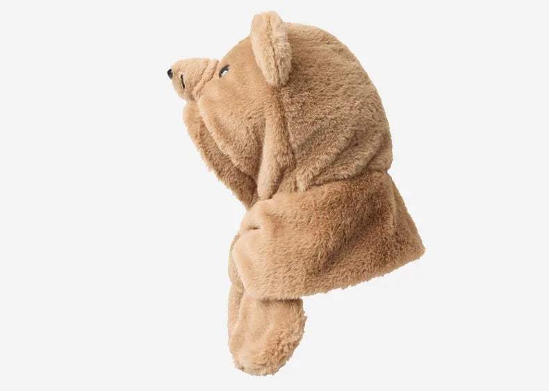 Children's Cartoon Bear Hat Baby Girl Autumn And Winter Korean Version Imitation Rabbit Fur Cute Scarf Integrated Warm Plush Hat