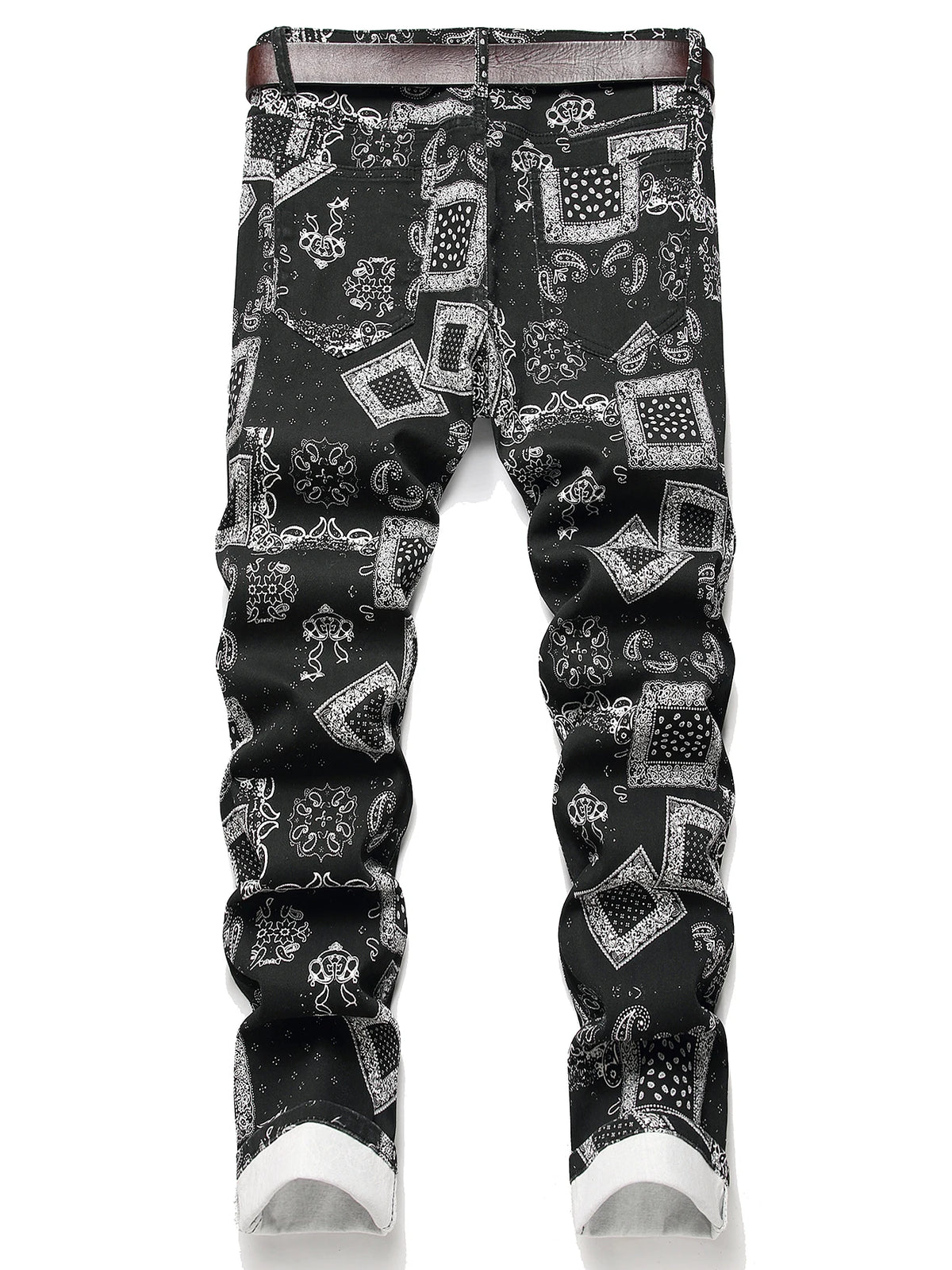 Stylish Mid Stretch Slim Fit Jeans - Men's Mid Waist Distressed And Ripped Denim Jeans With Tassels For All Seasons Street Wear