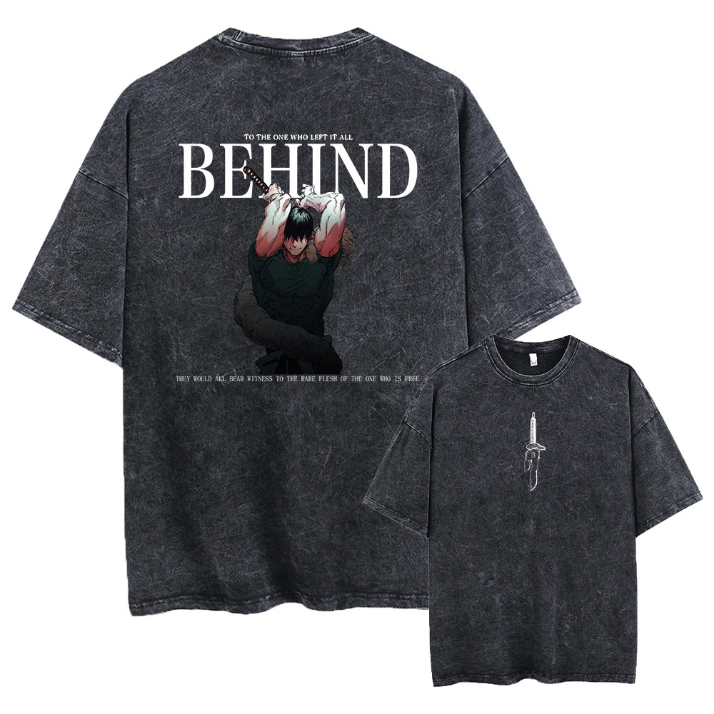 Fushiguro Toji Printed Tee Anime Jujutsu Kaisen Clothing Men Women Summer Manga T-shirts Washed Cotton Tshirt Harajuku T Shirt