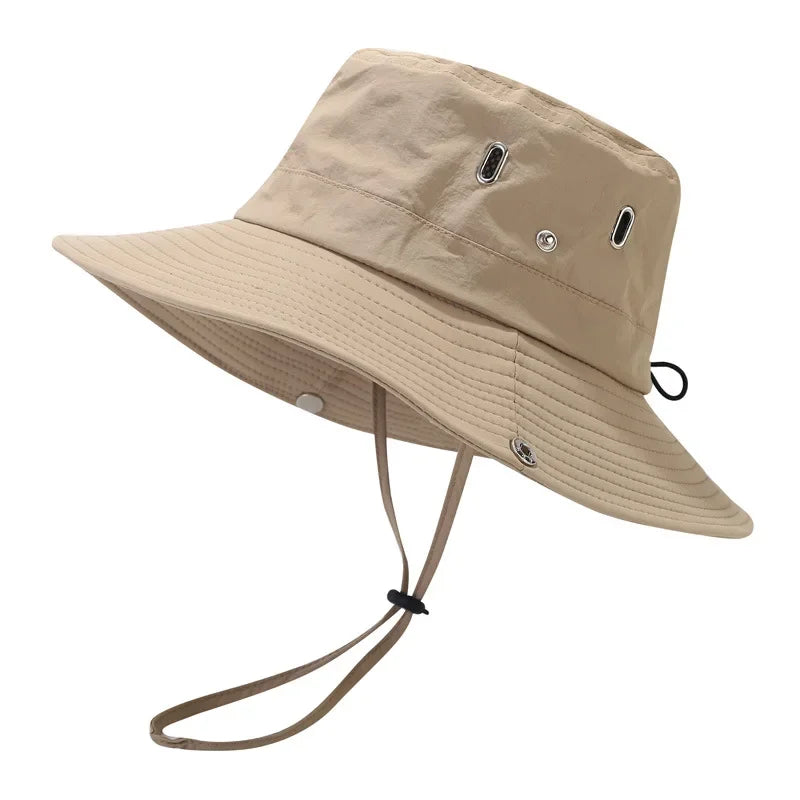 new Men's Wide Brim Sun Hat - Waterproof UV Protection Safari Bucket Hat for Fishing Hiking Climbing Summer Outdoor Oversized