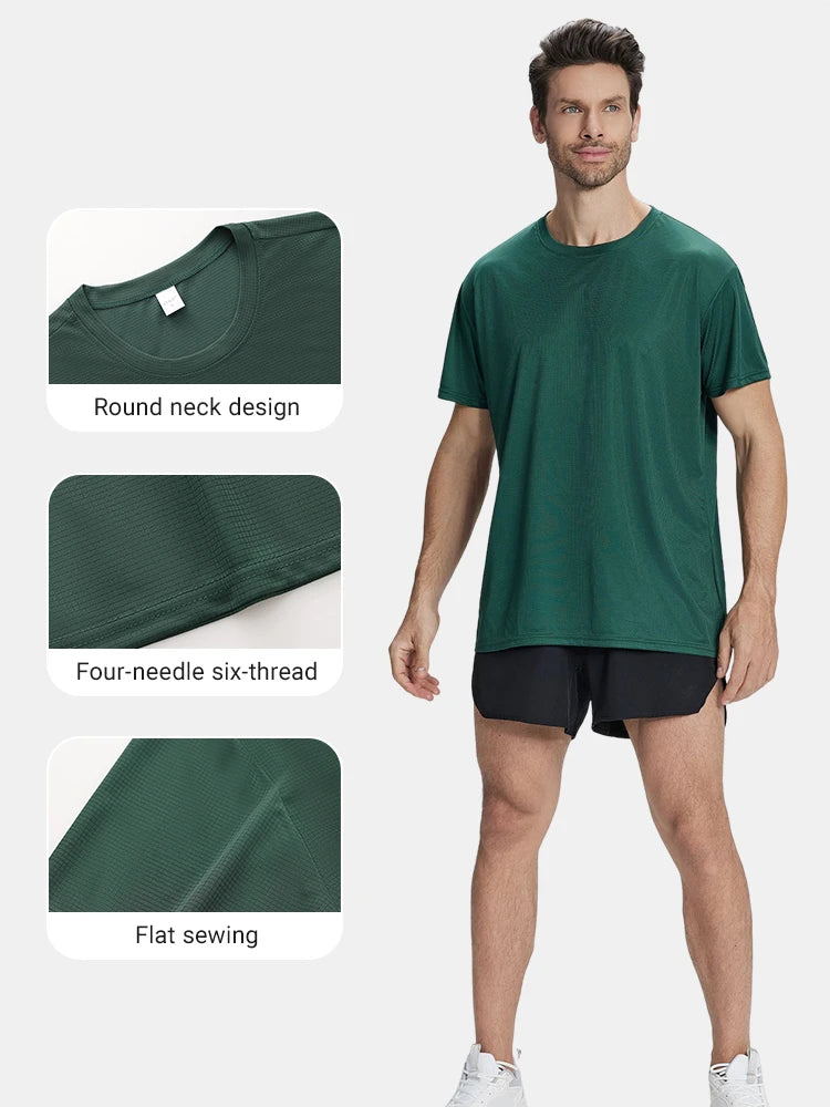 6-Pack Men's Breathable Polyester Crew Neck T-Shirts - Lightweight, Moisture-Wicking Short Sleeve Tops in Multiple Colors for Casual Wear and Outdoor Activities
