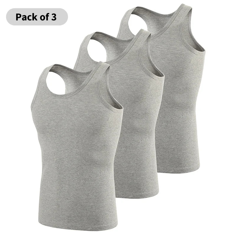 1/3 Piece Men's Cotton Breathable Foundation Joker Black And White Vest Youth Thin Slim Fitness Sports Running Breathable Top