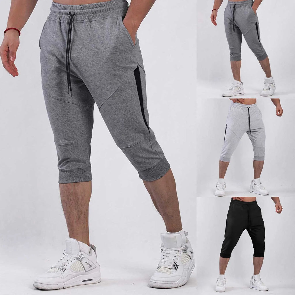 Cropped Shorts Mens Leggings Stretch Sweatwicking Cooling Breathable Summer Athleisure Tracks Pants For Men