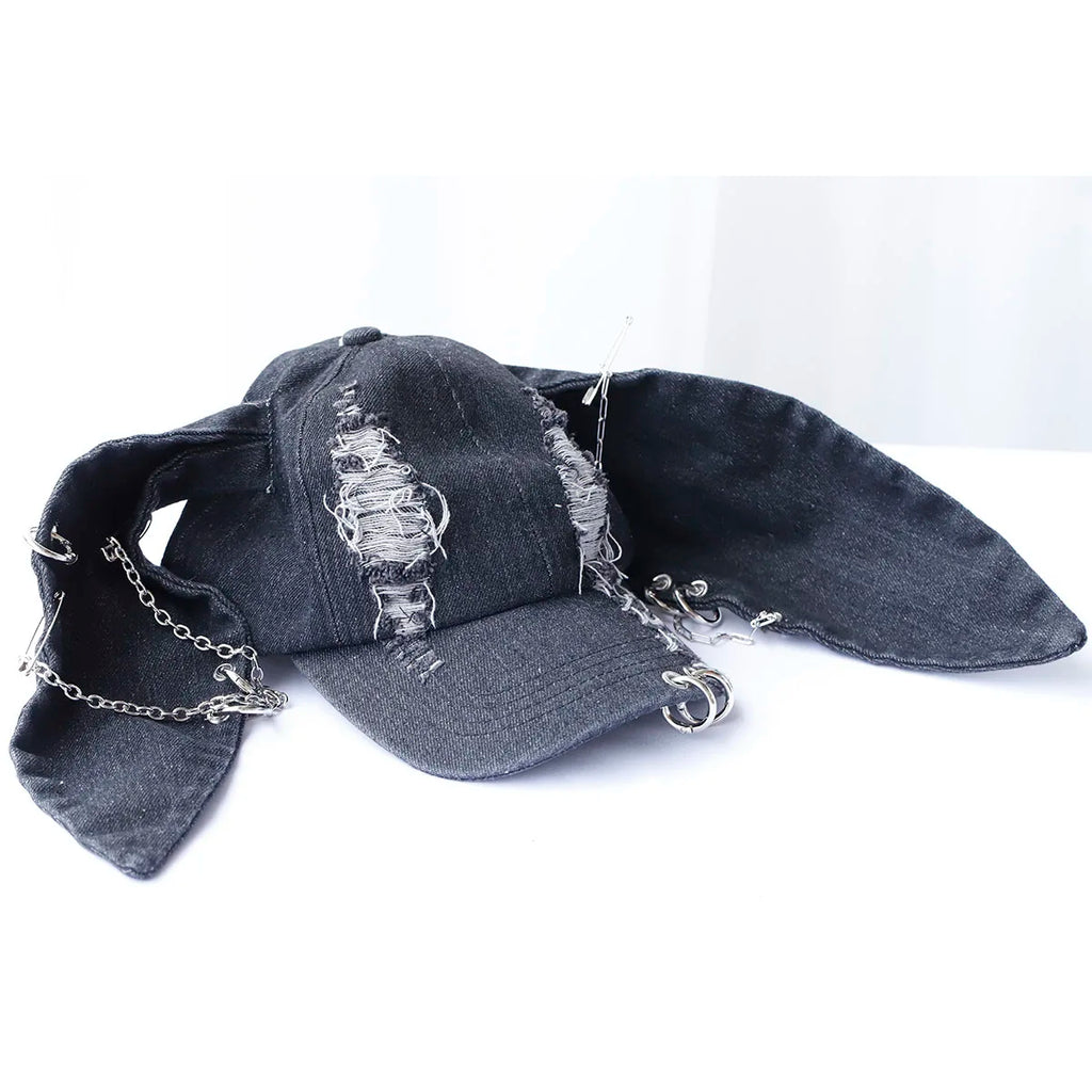 2024 new Hot Girl New Long Rabbit Ears Cowboy Baseball Hat Wash Graffiti Hip Hop Cap Women Men Party Team Baseball Cap