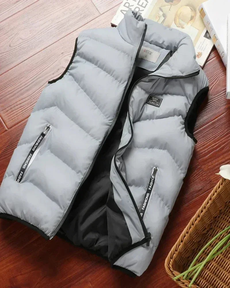 2025 New Puffer Sleeveless Coats Mens Solid Color Down Jacket Winter Warm Vest Jacket Men Waistcoat Outwear Windbreaker Clothing