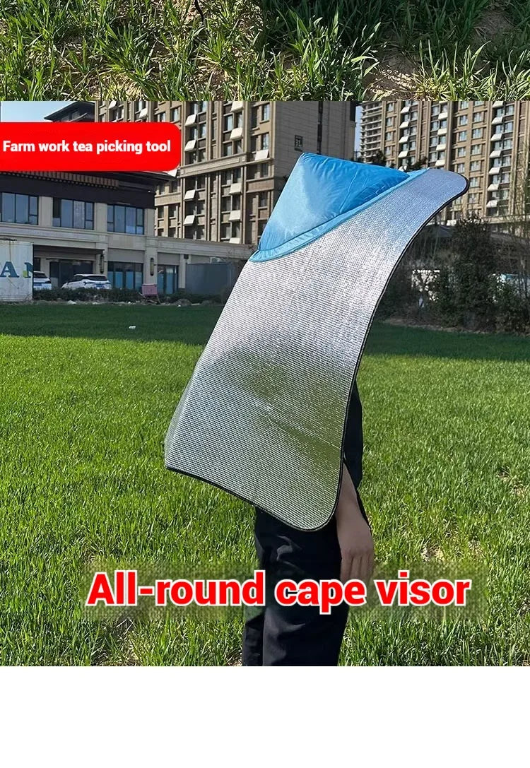 Sun & Rain Protection Hooded Cape - Breathable UV Hat for Farming/Gardening - Wide Brim Bucket Hat with Neck Cover