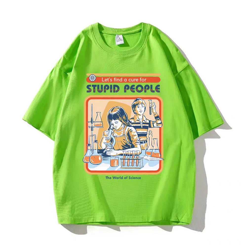 A Cure for Stupid People Clothing Male Breathable Tshirt Loose T-Shirts Harajuku Casual Cotton Short Sleeve Couple TEE