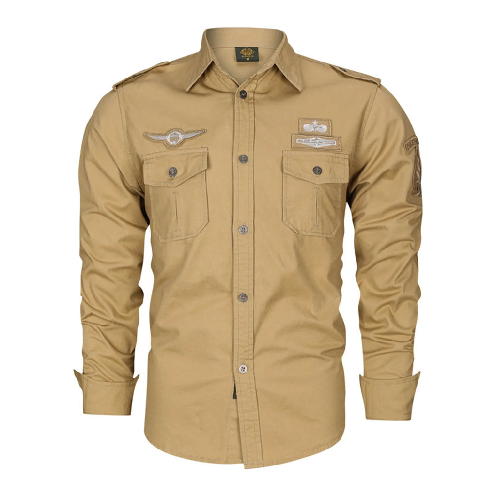 Men'S Solid Color Linen Shirt Mens Spring And Autumn Outdoor Tooling Solid Color Casual Long Sleeved Shirt VêTement Homme