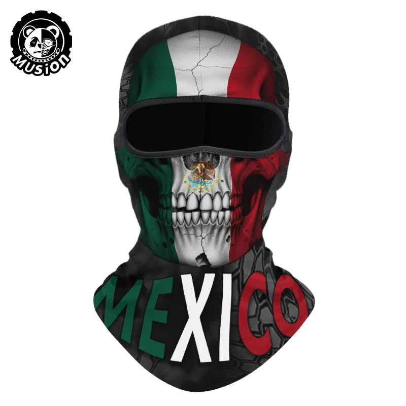 Musion Balaclava Helmet Liner Full Face Mask Skull Print Moto Topeng Muka Rider for Cycling and Riding Motorcycle