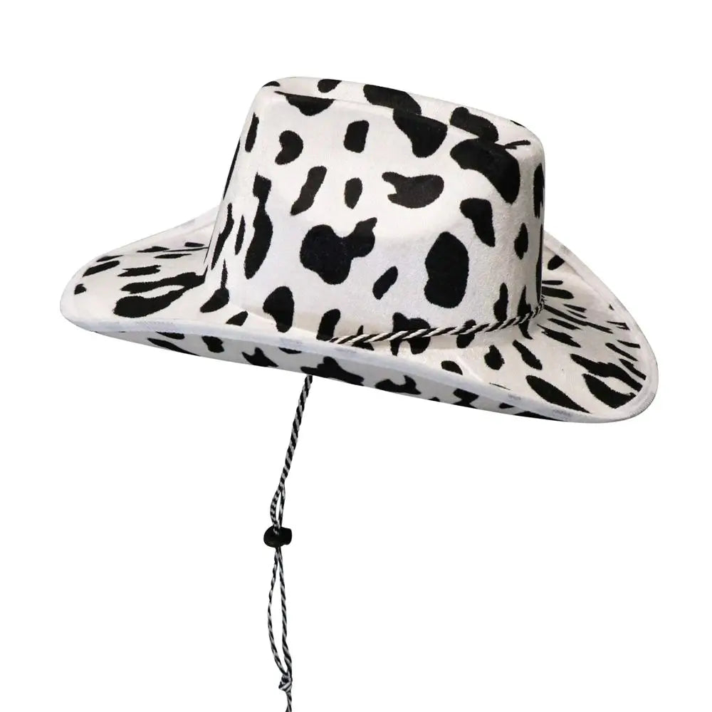 Pink Star White Cowgirl Hat Sequin Trim Fringe Cow Girl Hat Adjustable Cowboy Hat Neck Draw String Costume Party Play Dress-Up