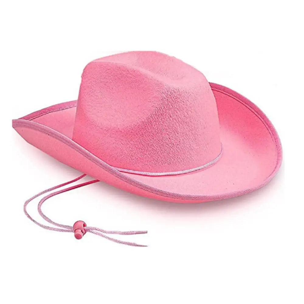 Pink Star White Cowgirl Hat Sequin Trim Fringe Cow Girl Hat Adjustable Cowboy Hat Neck Draw String Costume Party Play Dress-Up